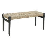 OSP Home Furnishings WIN44NTL-GRY WINCHESTER BENCH-NATURAL SEAGRASS SEAT-GREY FRAME-KD LEGS
